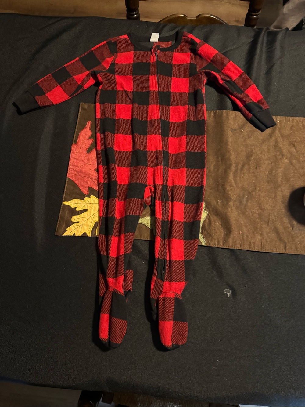 Old Navy Red and Black Buffalo Plaid Footed One-Piece